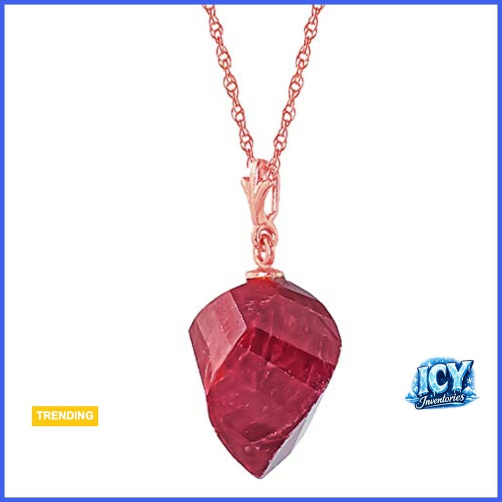 14k Solid Gold Necklace With Natural Ruby Pendant… - image 2